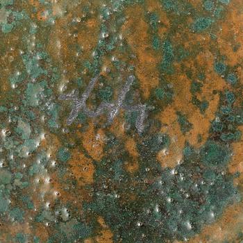 A Hans Hedberg faience bottle with stopper, Biot, France.