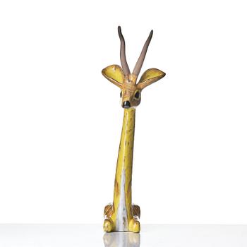 Vicke Lindstrand, a glazed ceramic sculpture of a gazelle, Upsala-Ekeby, Sweden, 1948-60.