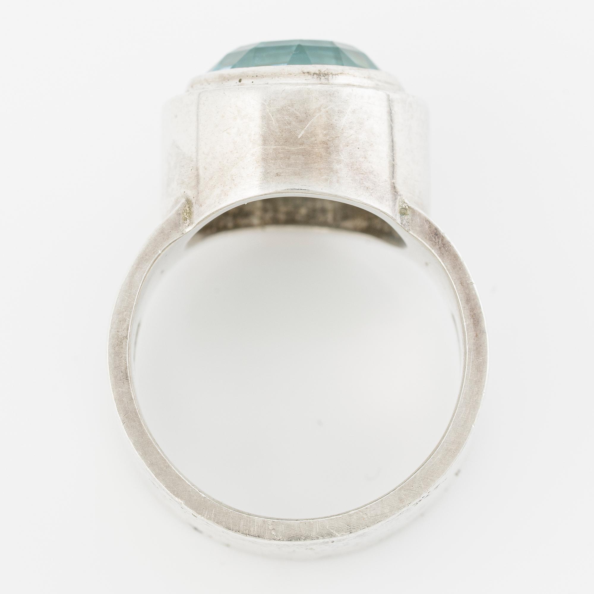 Anders Högberg, ring, sterling silver, with blue stone, Gothenburg 1977.