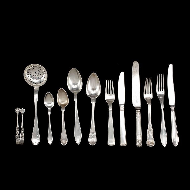 PARTI SILVERBESTICK, 55 st, bland annat GAB, Stockholm, 1970. total vikt ca 1526g.
