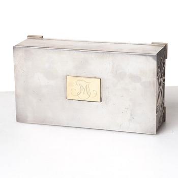 Herman Bergman's foundry, a pewter and brass box, Stockholm ca 1940.