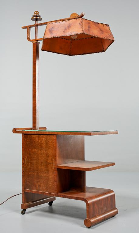 SIDOBORD med LAMPA, art déco, 1930/40-tal.