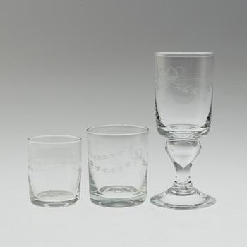 A 66 piece Swedish "Antik" glass service by Reijmyre Glasbruk, late 20th century.