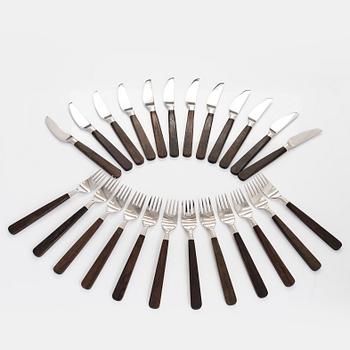Bertel Gardberg, a 24-piece 'Lion de Luxe' cutlery set of rosewood and steel, Hackman, Finland 1960s.