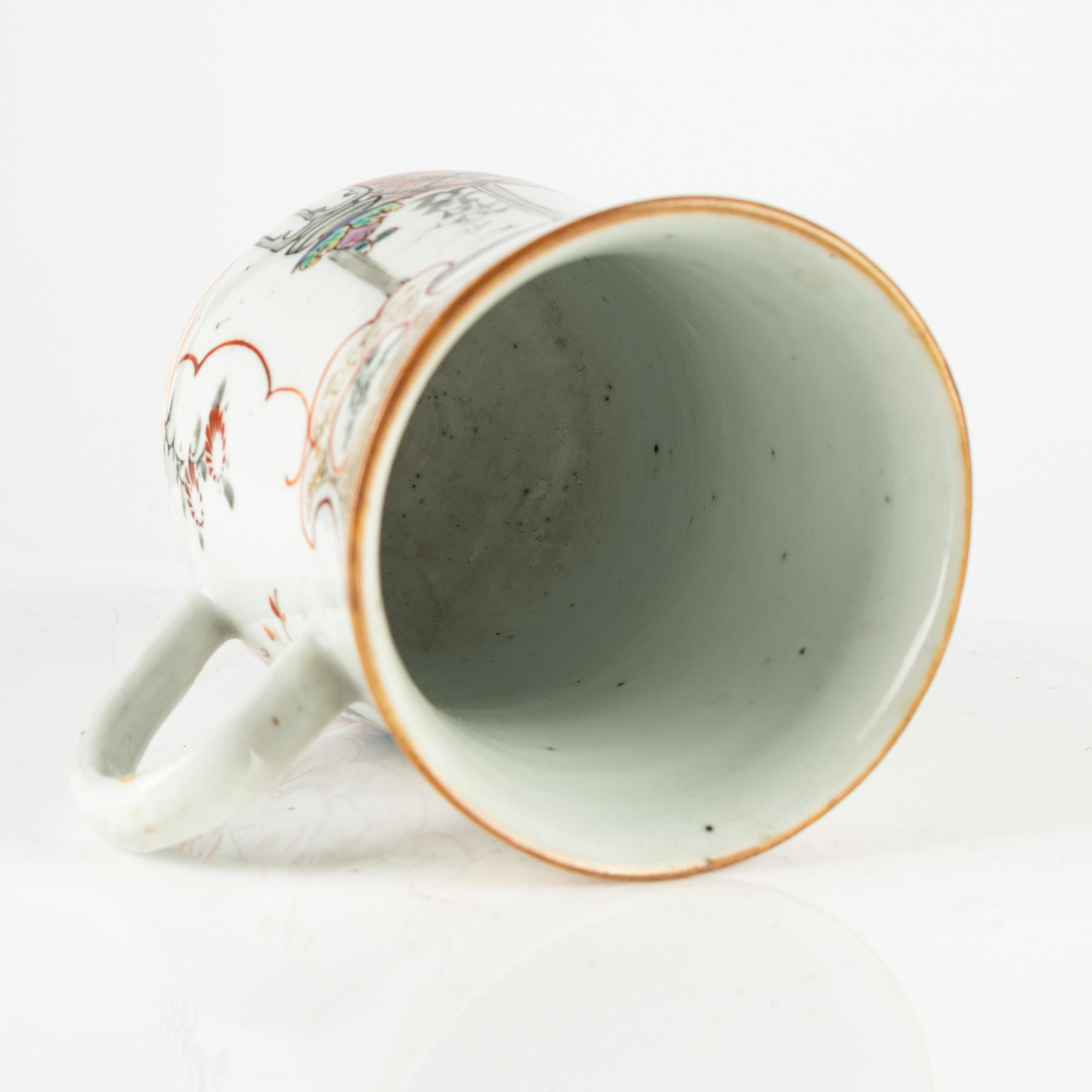 Mugg, exportporslin, Kina, Qianlong (1736-95).