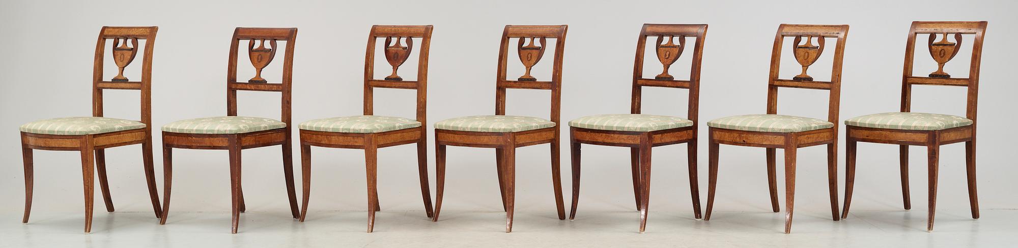 STOLAR, 7 stycken, empire, 1800-talets första hälft.