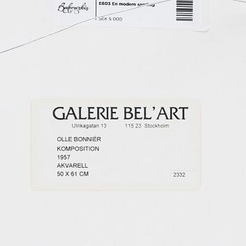 OLLE BONNIÉR, mixed media on paper, signed and dated -52.