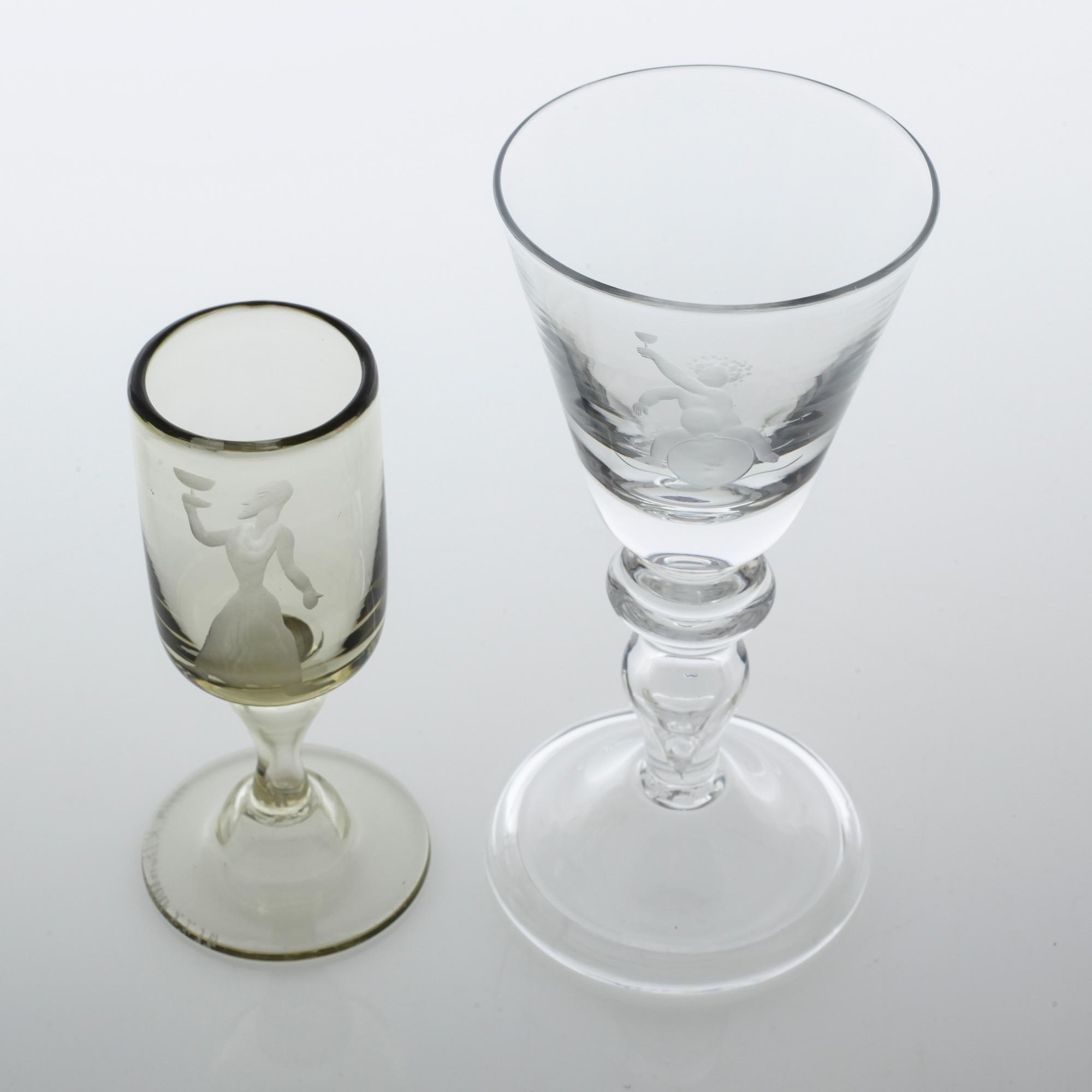 GLAS, 15 st, Kjell Löwenadler, delvis signerade, 1900-talets första hälft.