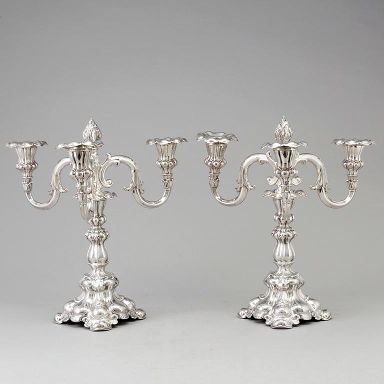 A pair of silver candelabras from CG Hallberg, Stockholm 1935.