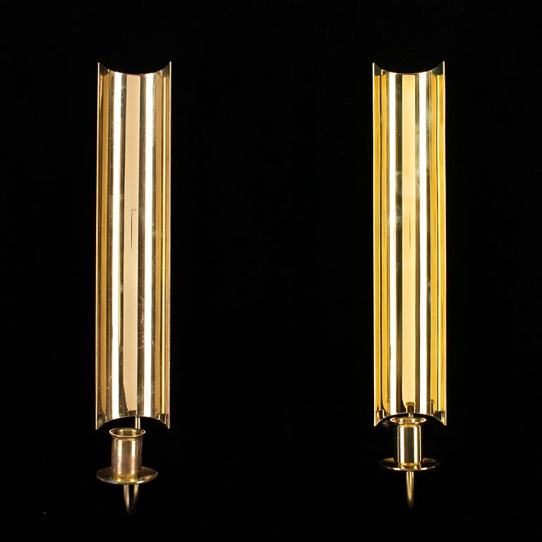 VÄGGLAMPETTER, ett par, mässing, "Reflex", Pierre Forsell, Skultuna.