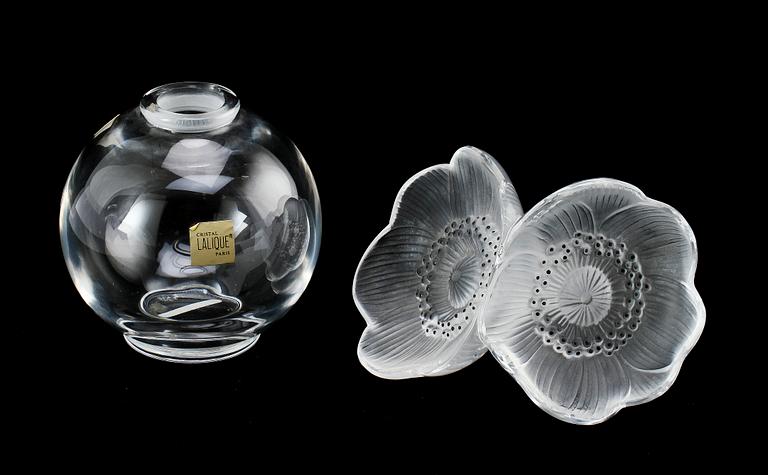 VAS, glas, "Anemon", Lalique, sign. "Lalique France.".