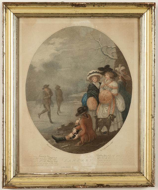 GRAVYRER. 12 st, England 1800-tal.