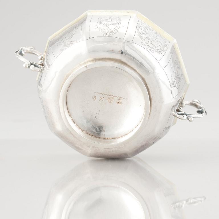 A Swedish Baroque parcel-gilt silver brandy-bowl, mark of Samuel Nordsten, Karlskrona, 1746.