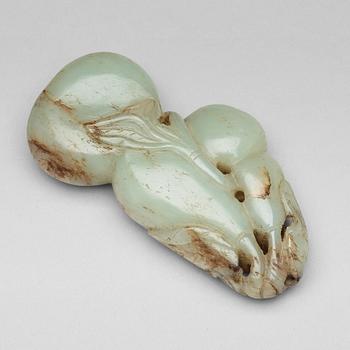 600. A nephrite sculpture of a calebass, Qing dynasty, presumably 18th Century.