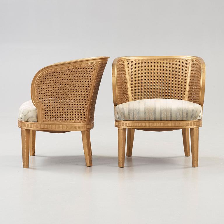 A pair of Nordiska Kompaniet Swedish Grace armchairs, possibly by Axel Einar Hjorth, Stockholm 1930.