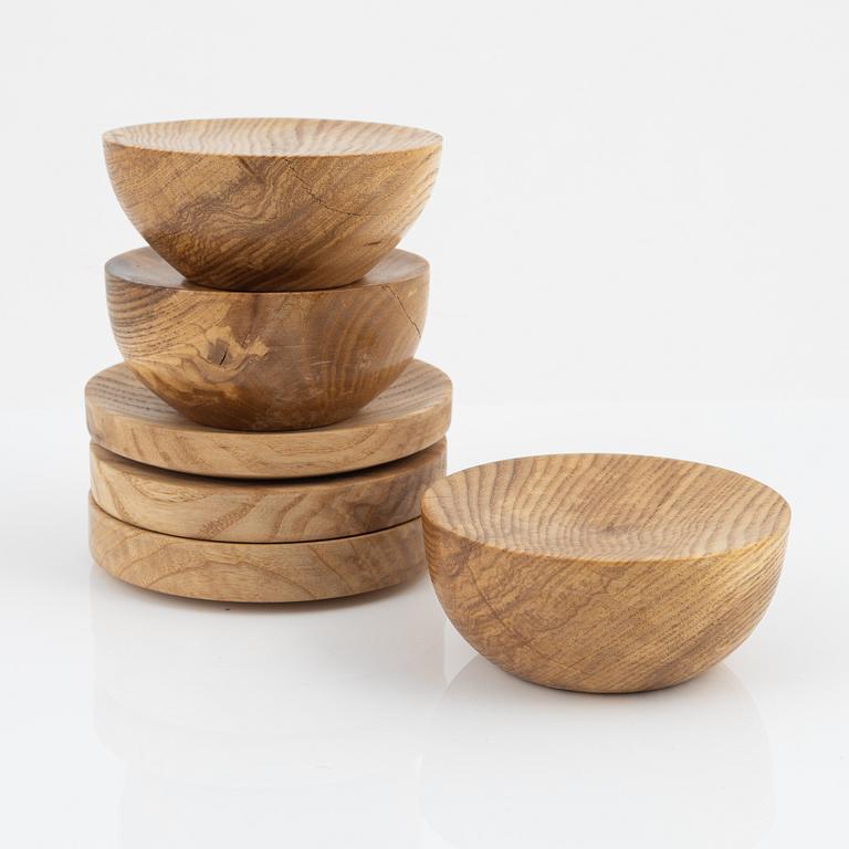 Magnus Ek, a set of six ash wood serving platters for Oaxen Krog.