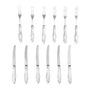 171. A set of 12 piece silver table-cutlery, mark of  Isak Trybom, Stockholm 1775.