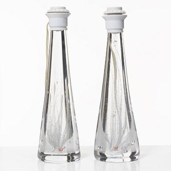 Vicke Lindstrand, a pair of glass table lamps, Kosta.