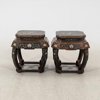 A pair of Chinese wooden stolls/pedistals 20th century.