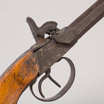 A PERCUSSION PISTOL, mid 19th century.