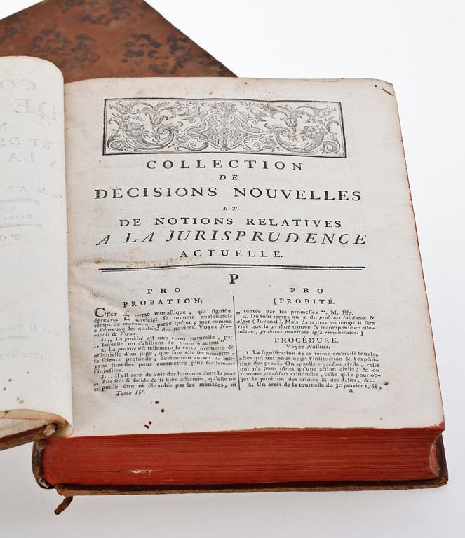 BOKVERK, Vol 1 och 4 Collection de décisions... Maître J. B. Denisart, Paris, chez la veuve Desaint, 1775.