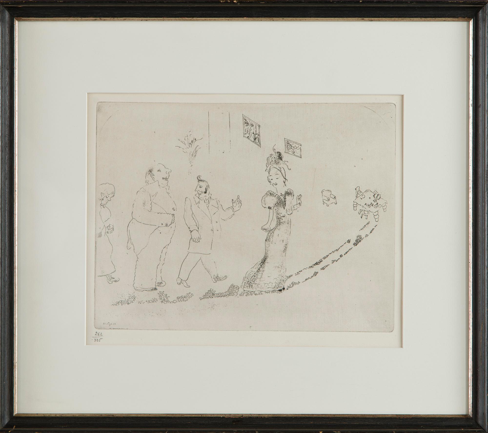 Marc Chagall, Dinner is Served, from "Dead Souls" by Nikolai Gogol.
