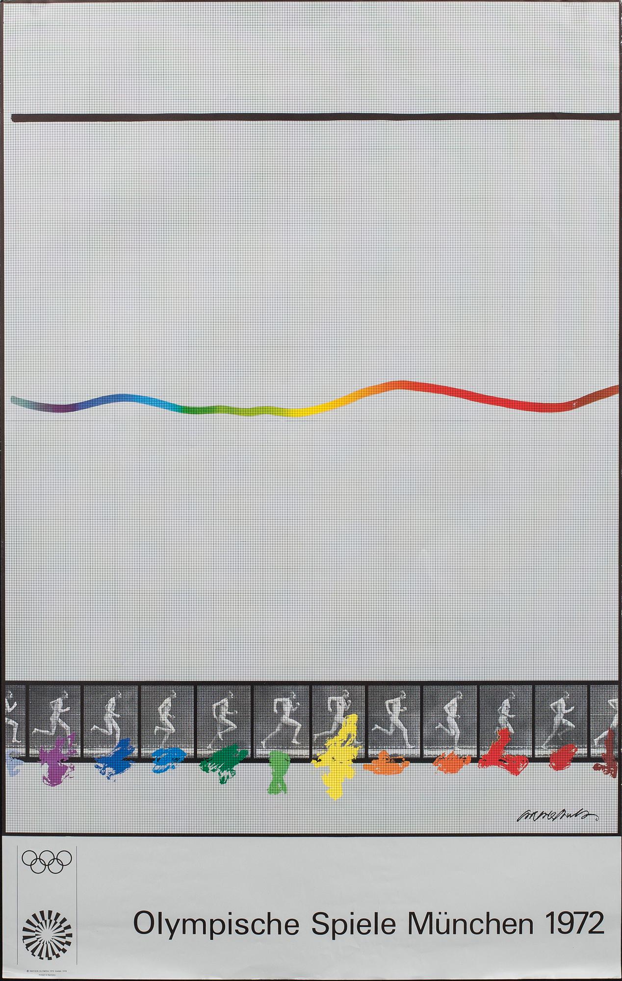 AFFISCHER, 5 st, "Olympische Spiele München 1972", bl a Friedensreich Hundertwasser.
