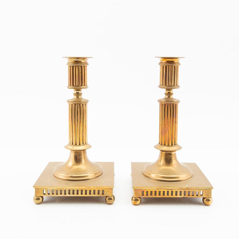 Skultuna Messingsbruk, Candle holders, a pair, brass, model no. 72, first half of the 20th century.