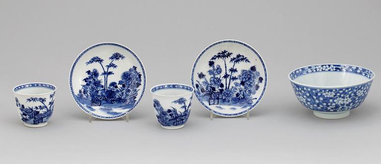 PARTI PORSLIN, 3 delar, bl a Jiaqing, Kina, 1700/1800-tal.
