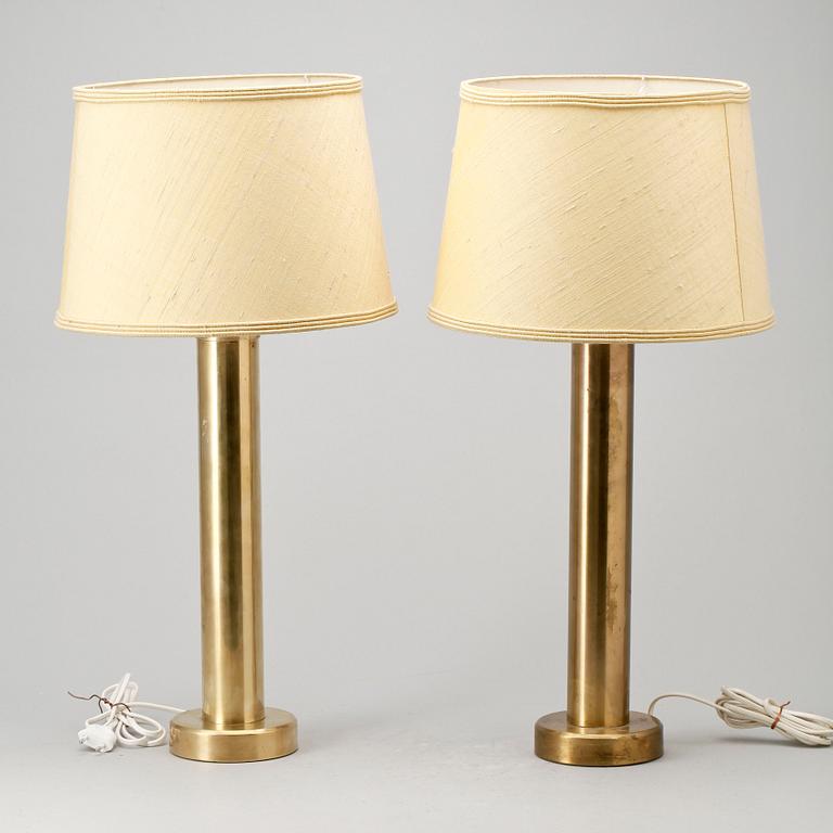 BORDSLAMPOR, ett par, mässing, 1960/70-tal.