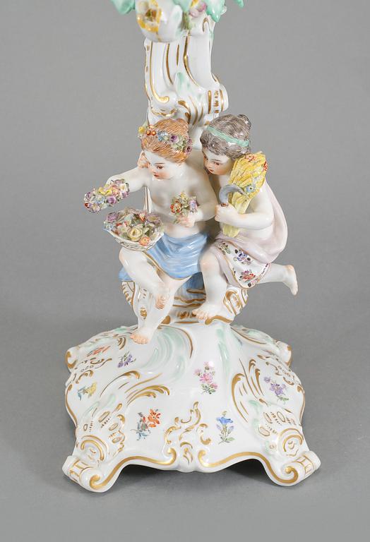 KANDELABER, porslin, Meissen, 1900-tal.