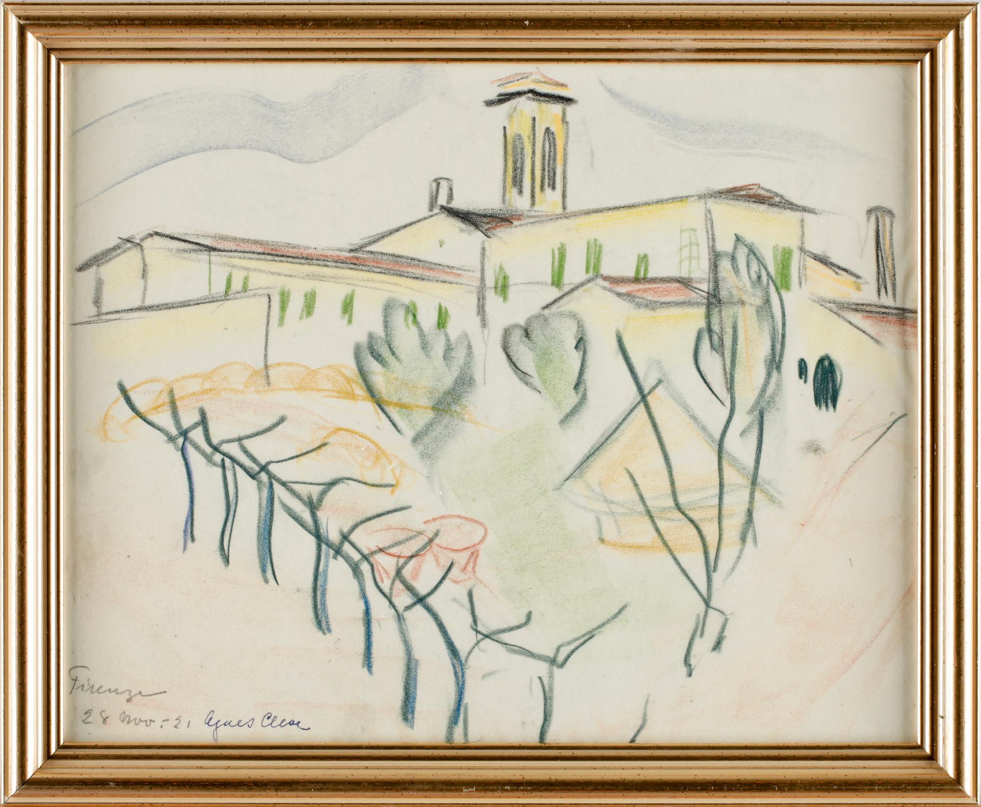 AGNES CLEVE, kritteckning, sign o dat Firenze -21.