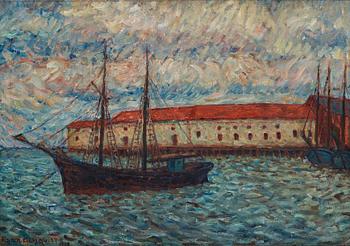 539. Ester Almqvist, "Hamnbild, Kalmar" (Harbour scene, Kalmar).