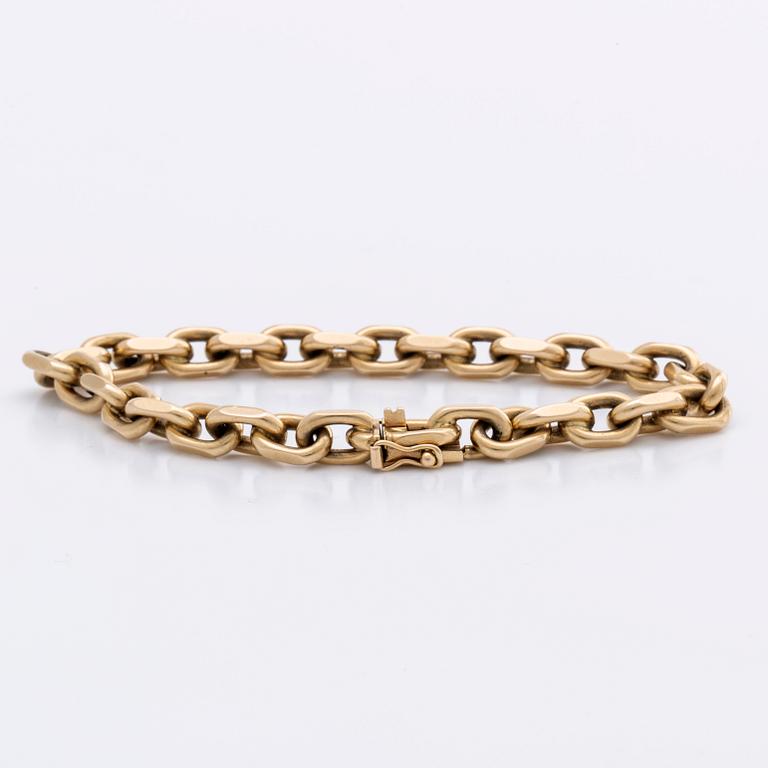 BRACELET 14K gold belcher link, 31,5 g.