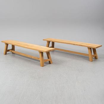 A contemporary oak table and two benches from Garbo Interiors.