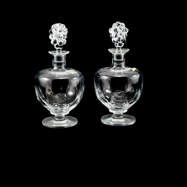 KARAFFER, ett par, glas, Lalique, 1900-talets andra hälft.