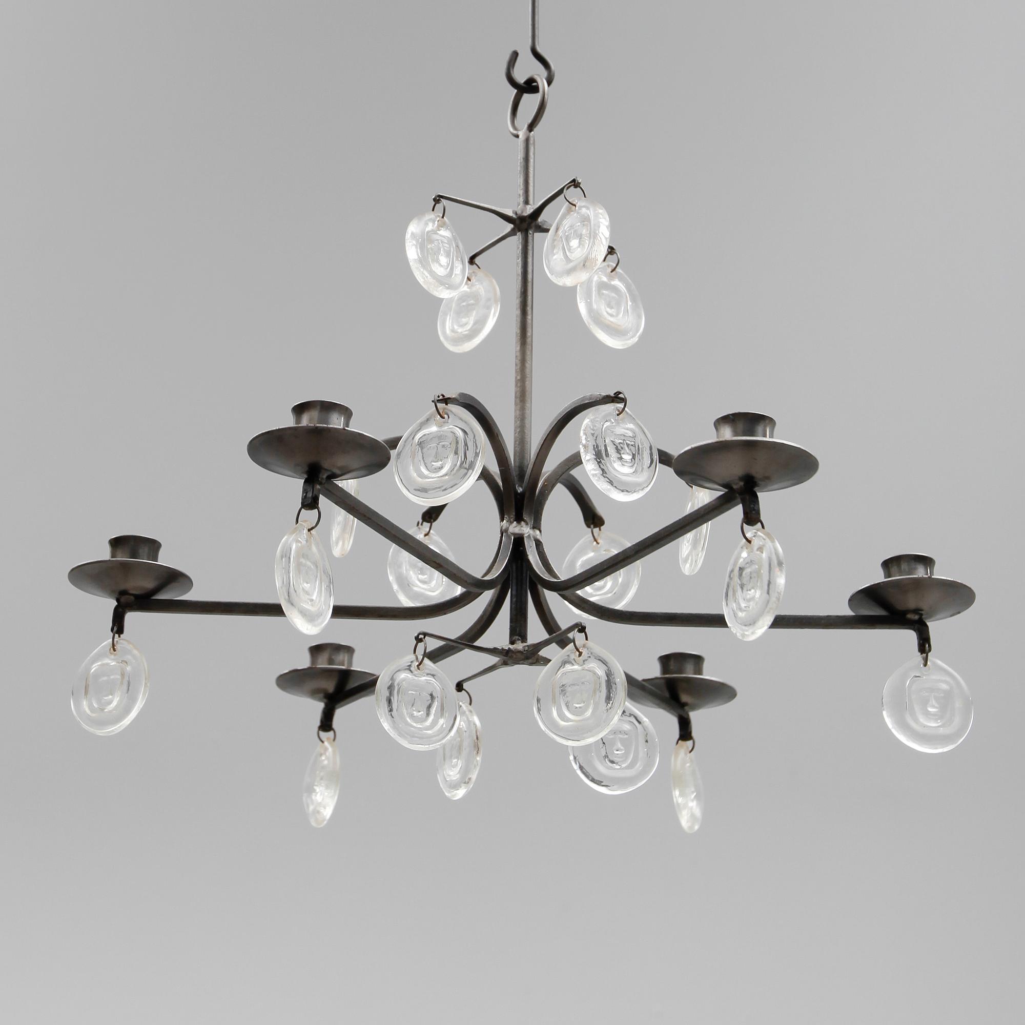 TAKLAMPA. smide, Erik Höglund, 1900-talets andra hälft. Höjd ca 45 cm.