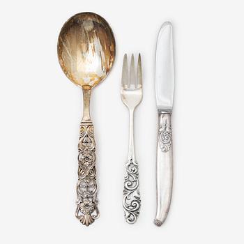 Dessertbestick/fruktbestick, silver 25 delar, Brødrene Mylius, Norge.