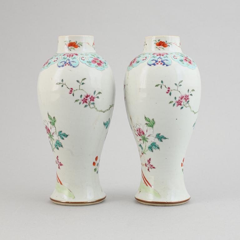 A pair of famille rose vases, Qing dynasty, Qianlong (1736-95).