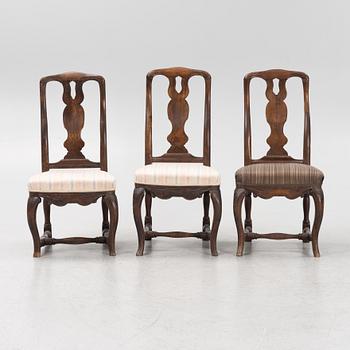 Three Swedish Late Baroque Chairs, 18th century.