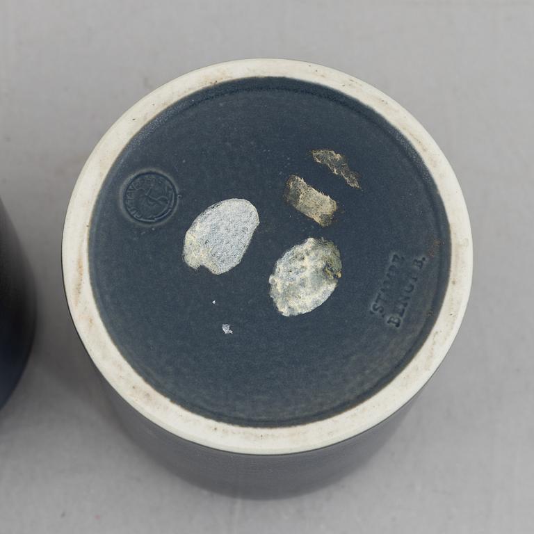 Bengt Berglund, a pair of 'Stampe' lidded stoneware jars, Gustavsberg, Sweden,.