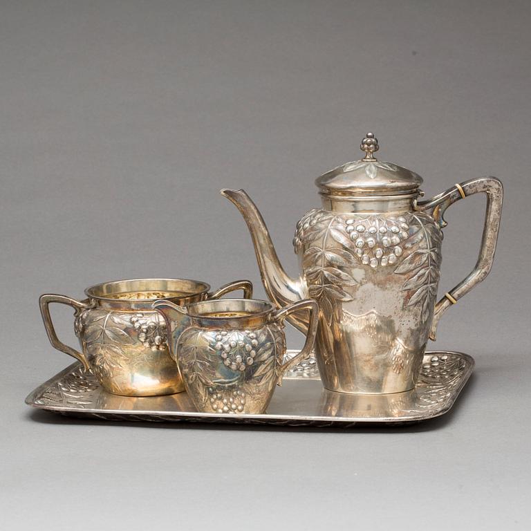 KAFFESERVIS, 4 delar, Michelsen Köpenhamn 1904-05, silver vikt ca 2015 g.