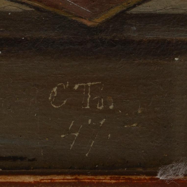 Christian Thørrestrup, signed with initials. Dated -47. Oil on canvas 16 x 18 cm.