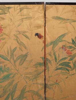 A Japanese six fold screen, early 20th Century.