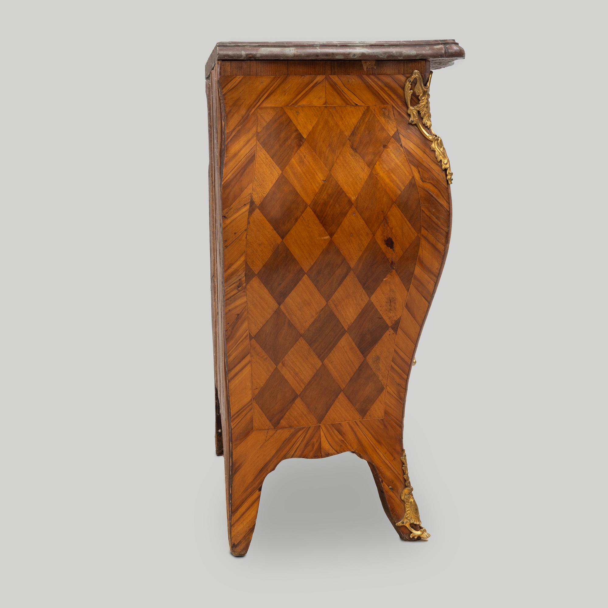 A Rococo chest of drawers by Johan Noraeus (master in Stockholm 1769-1781).