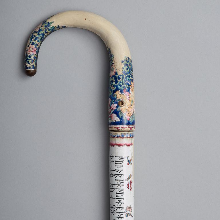 A large enamel on copper cane/runic calender, Qing dynasty, 18th Century.