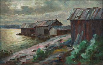 Ina Sjöström, Båthus vid stranden.