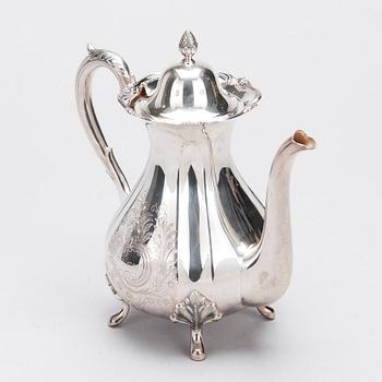 KAFFESERVIS, 3 delar, silver, Kultakeskus, Tavastehus 1970. Tot. vikt ca 1268 g.