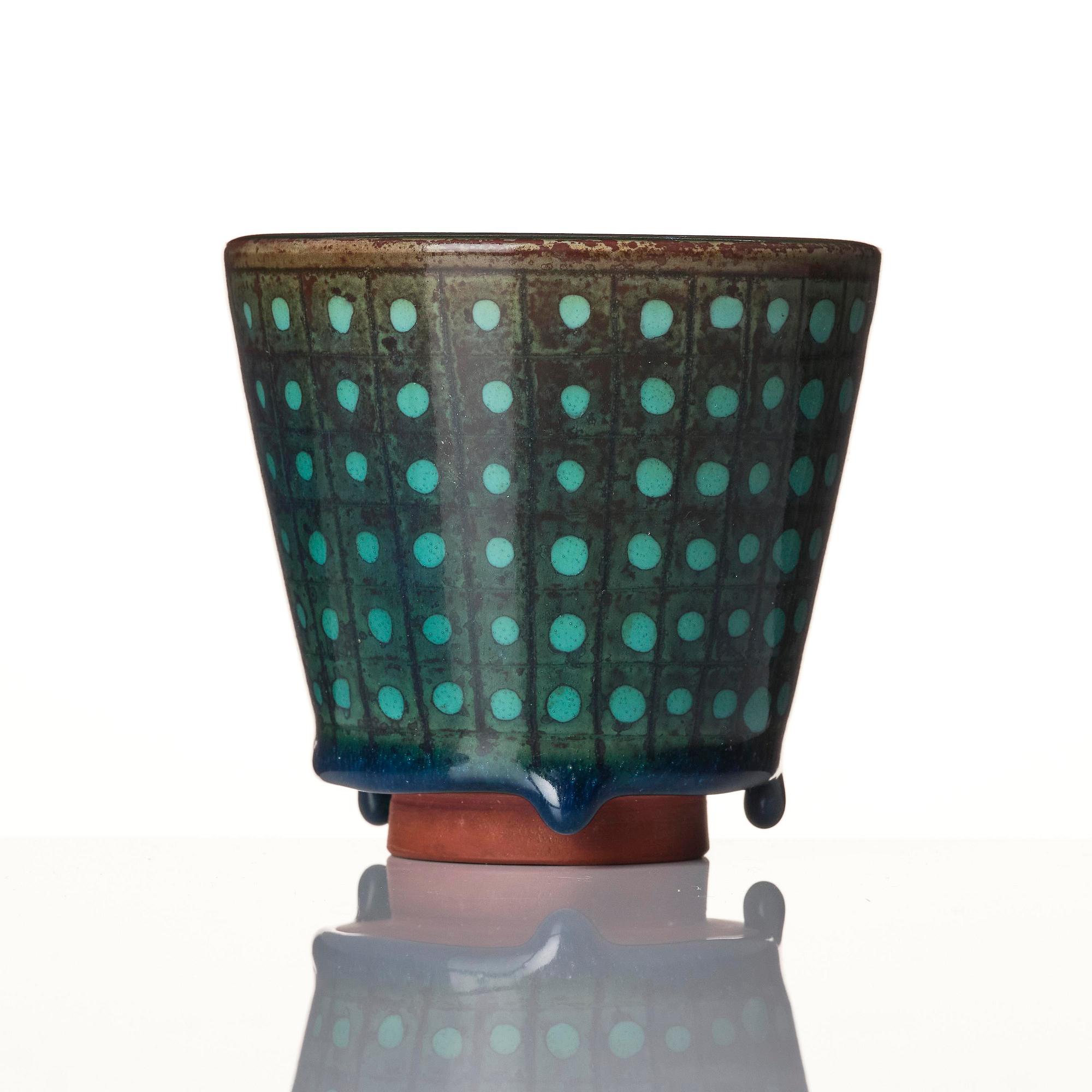 Wilhelm Kåge, a set of three Farsta stoneware vases, Gustavsberg Studio, two dated 1948 and 1950.