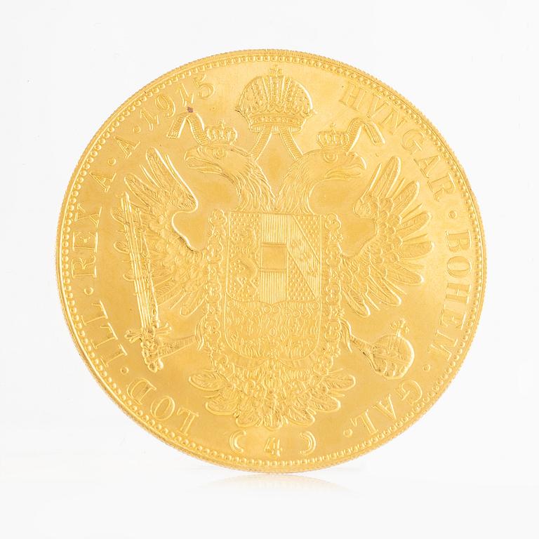 An Austrian goldcoin, restrike of 4 Ducat 1915.